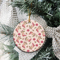 Beige Paniolo Palaka Hawaiian Cowgirl Christmas Ceramic Ornament - Polynesian Pride