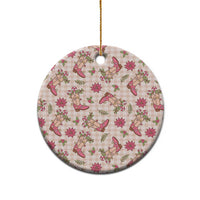 Beige Paniolo Palaka Hawaiian Cowgirl Christmas Ceramic Ornament - Polynesian Pride