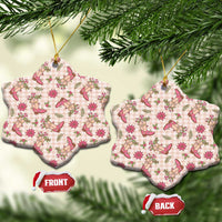 Beige Paniolo Palaka Hawaiian Cowgirl Christmas Ceramic Ornament - Polynesian Pride