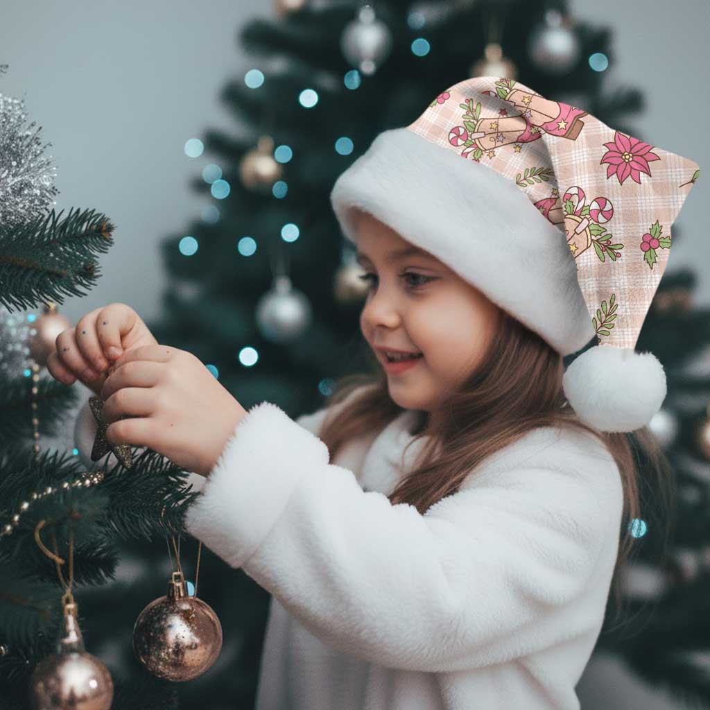 Beige Paniolo Palaka Hawaiian Cowgirl Christmas Santa Hat - Polynesian Pride