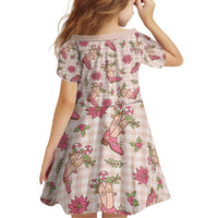 Beige Paniolo Palaka Hawaiian Cowgirl Christmas Family Matching Long Sleeve Bodycon Dress and Hawaiian Shirt - Polynesian Pride