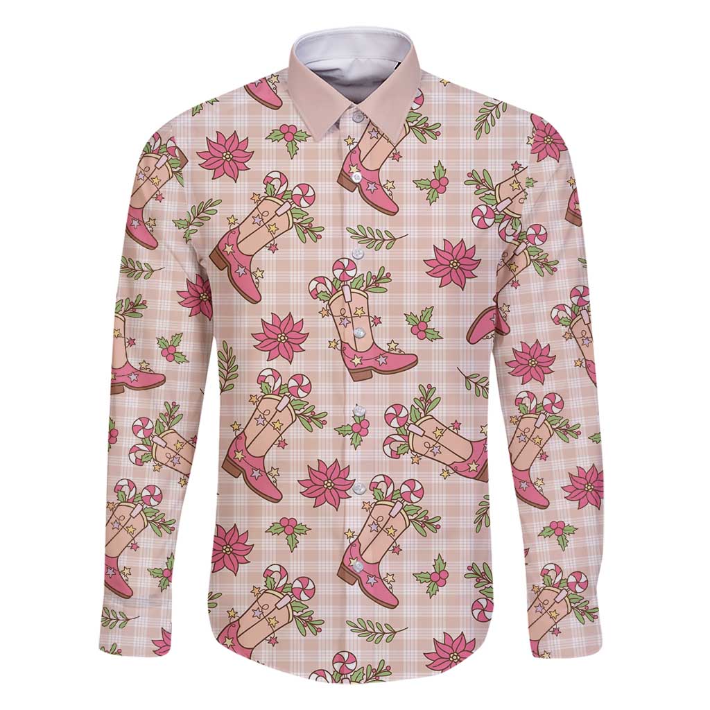 Beige Paniolo Palaka Hawaiian Cowgirl Christmas Family Matching Off Shoulder Maxi Dress and Hawaiian Shirt - Polynesian Pride