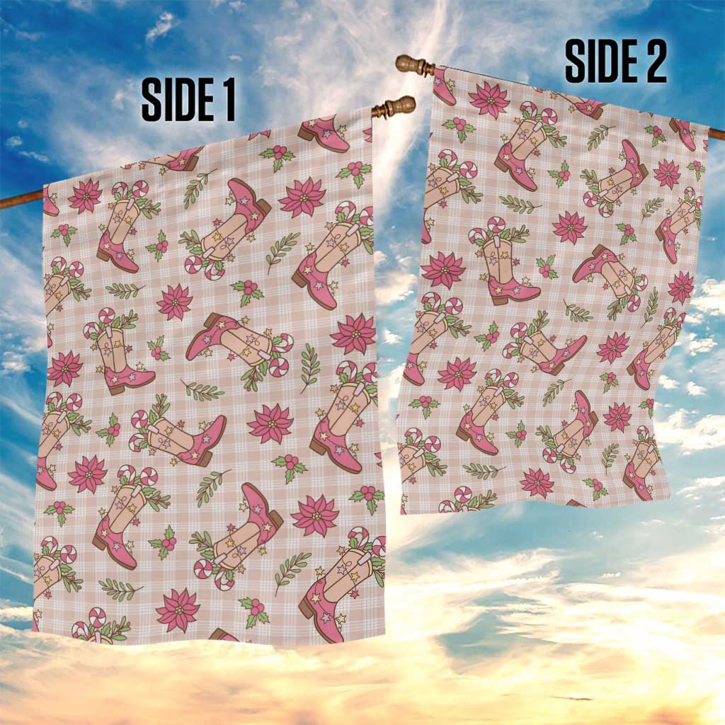 Beige Paniolo Palaka Hawaiian Cowgirl Christmas Garden Flag - Polynesian Pride