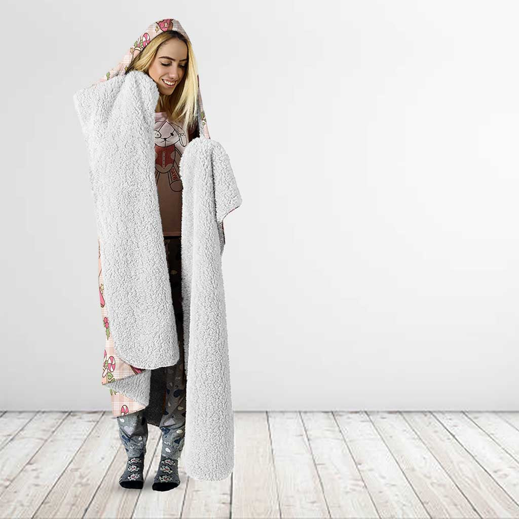 Beige Paniolo Palaka Hawaiian Cowgirl Christmas Hooded Blanket - Polynesian Pride