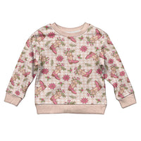 Beige Paniolo Palaka Hawaiian Cowgirl Christmas Kid Ugly Christmas Sweater - Polynesian Pride