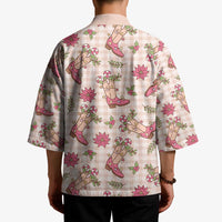 Beige Paniolo Palaka Hawaiian Cowgirl Christmas Kimono - Polynesian Pride