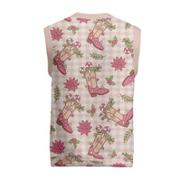 Beige Paniolo Palaka Hawaiian Cowgirl Christmas Knitted V-Neck Vest - Polynesian Pride
