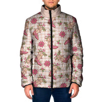 Beige Paniolo Palaka Hawaiian Cowgirl Christmas Padded Jacket - Polynesian Pride