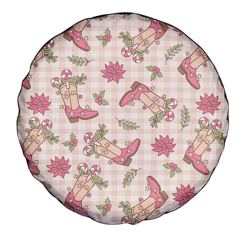 Beige Paniolo Palaka Hawaiian Cowgirl Christmas Spare Tire Cover - Polynesian Pride