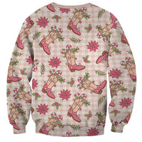Beige Paniolo Palaka Hawaiian Cowgirl Christmas Sweatshirt - Polynesian Pride
