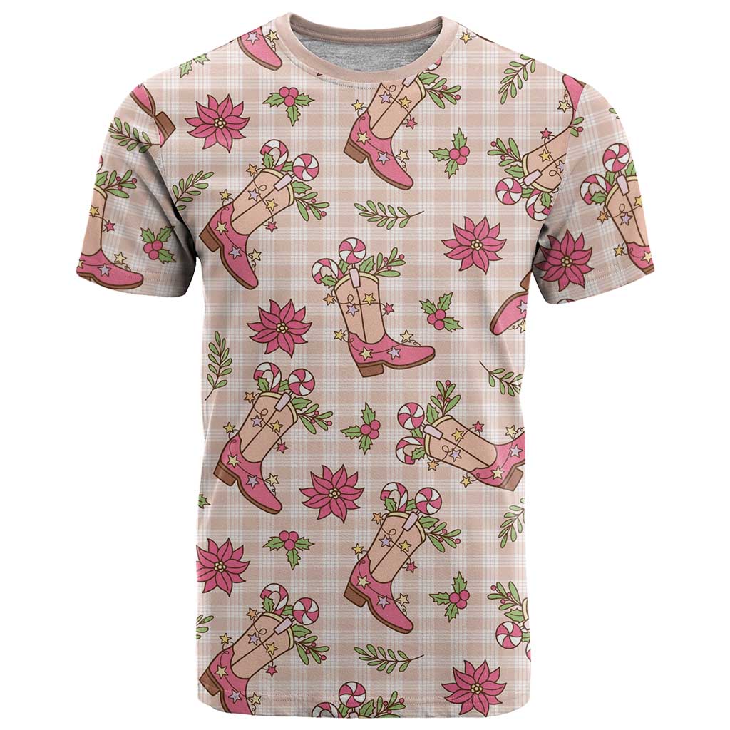 Beige Paniolo Palaka Hawaiian Cowgirl Christmas T Shirt - Polynesian Pride