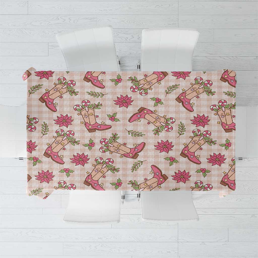 Beige Paniolo Palaka Hawaiian Cowgirl Christmas Tablecloth - Polynesian Pride