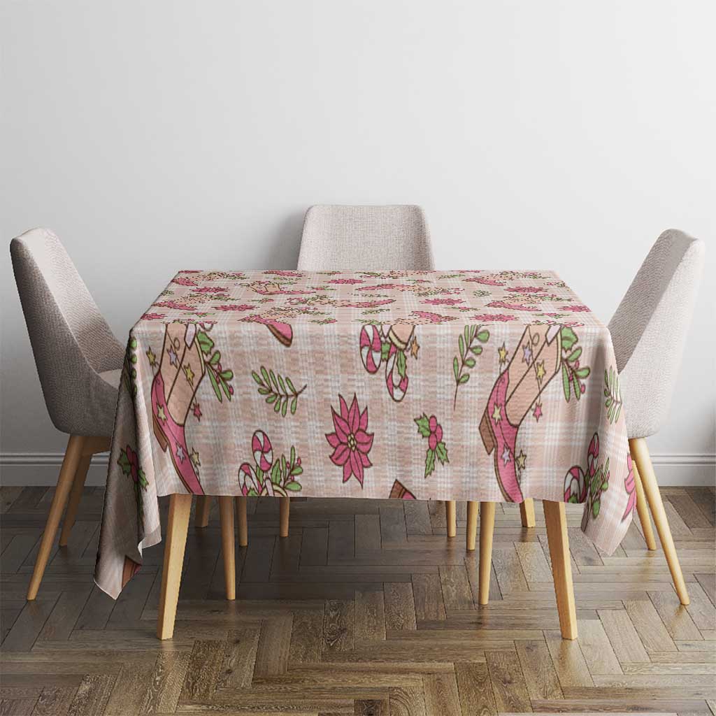 Beige Paniolo Palaka Hawaiian Cowgirl Christmas Tablecloth - Polynesian Pride