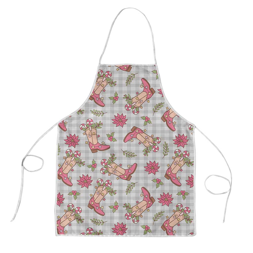 Gray Paniolo Palaka Hawaiian Cowgirl Christmas Apron - Polynesian Pride