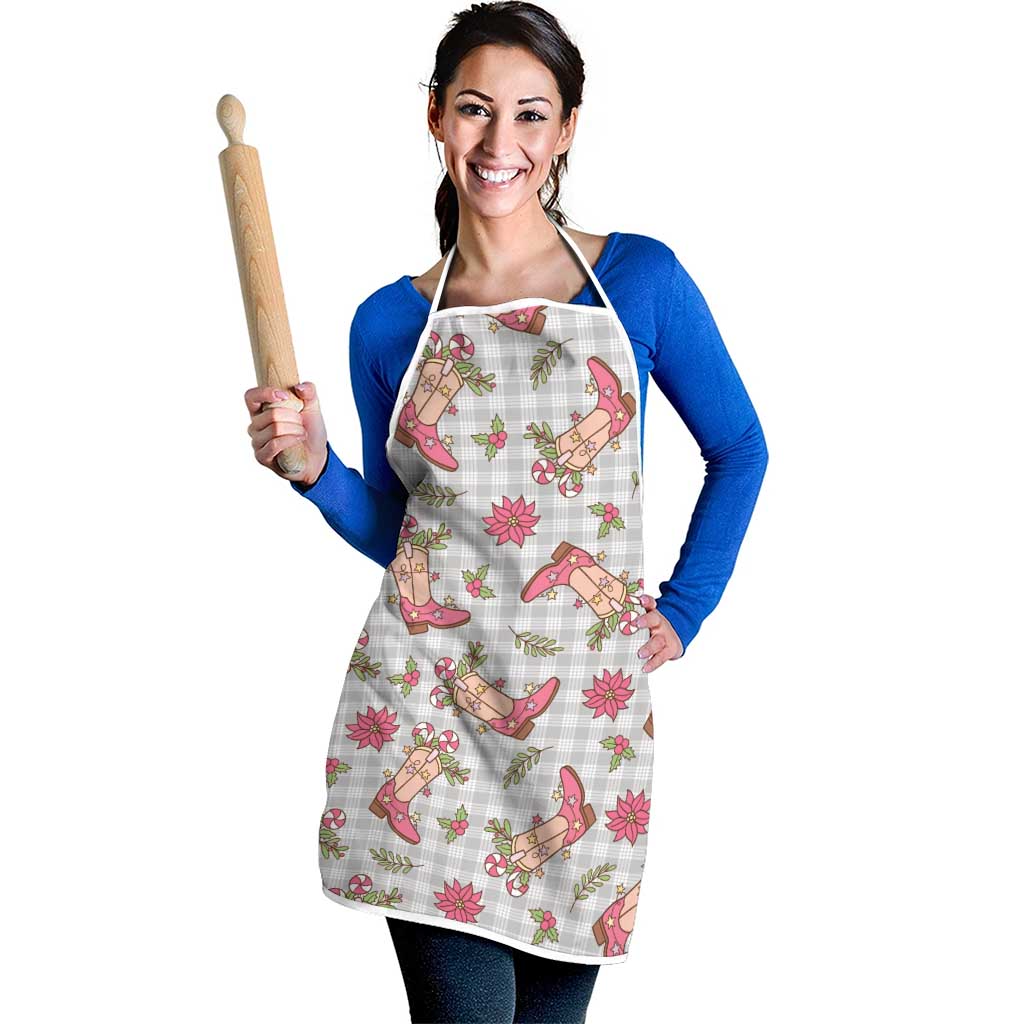 Gray Paniolo Palaka Hawaiian Cowgirl Christmas Apron - Polynesian Pride