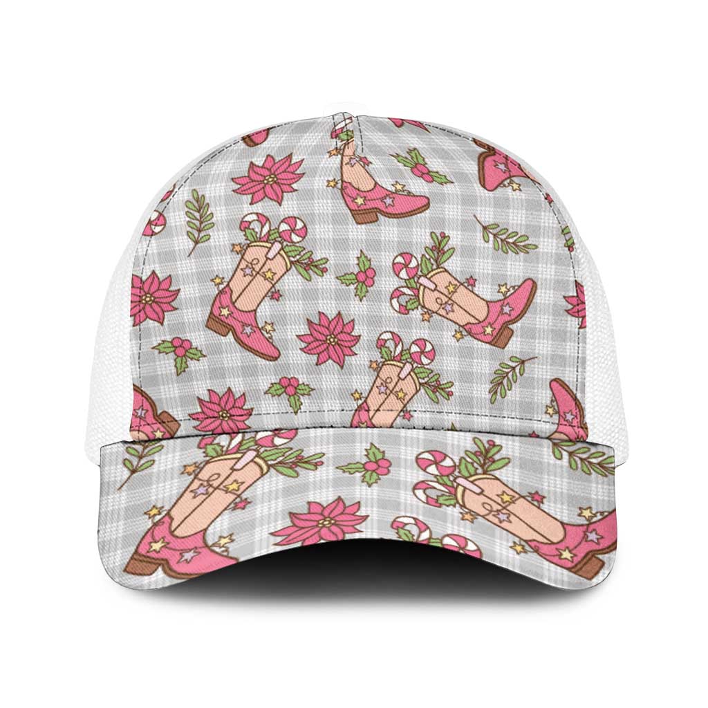 Gray Paniolo Palaka Hawaiian Cowgirl Christmas Baseball Net Cap - Polynesian Pride