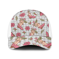 Gray Paniolo Palaka Hawaiian Cowgirl Christmas Baseball Net Cap - Polynesian Pride