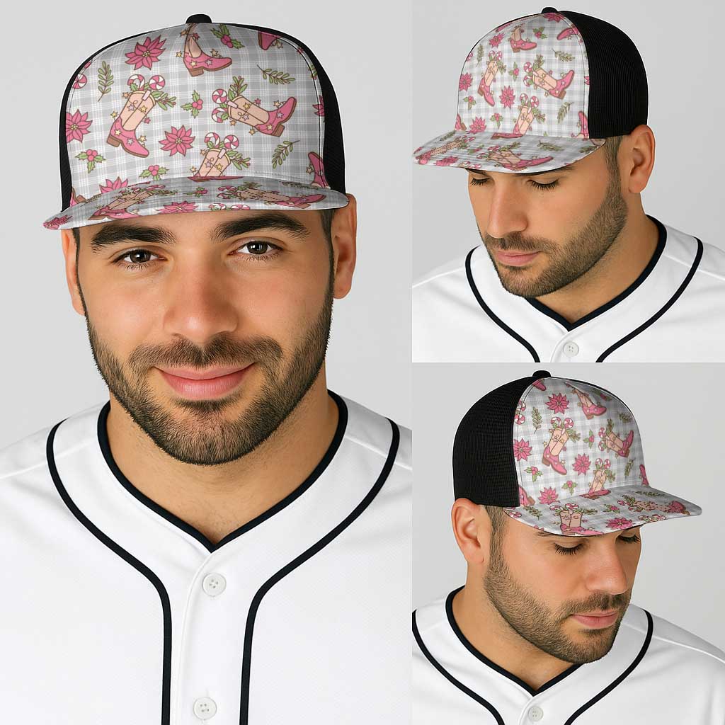 Gray Paniolo Palaka Hawaiian Cowgirl Christmas Baseball Net Cap - Polynesian Pride