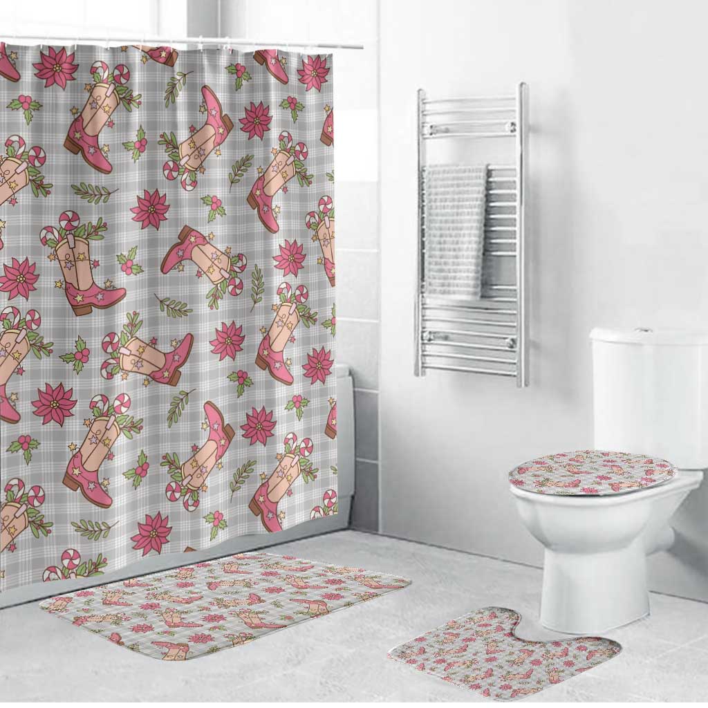 Gray Paniolo Palaka Hawaiian Cowgirl Christmas Bathroom Set - Polynesian Pride