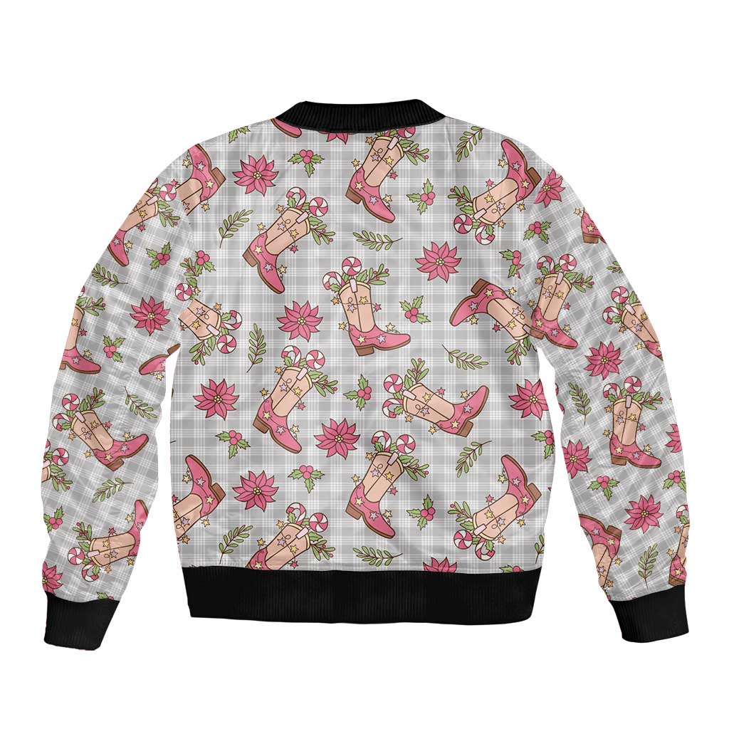 Gray Paniolo Palaka Hawaiian Cowgirl Christmas Bomber Jacket - Polynesian Pride
