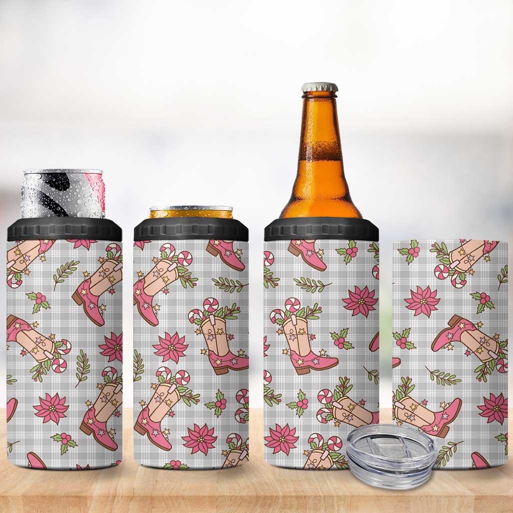 Gray Paniolo Palaka Hawaiian Cowgirl Christmas 4 in 1 Can Cooler Tumbler - Polynesian Pride