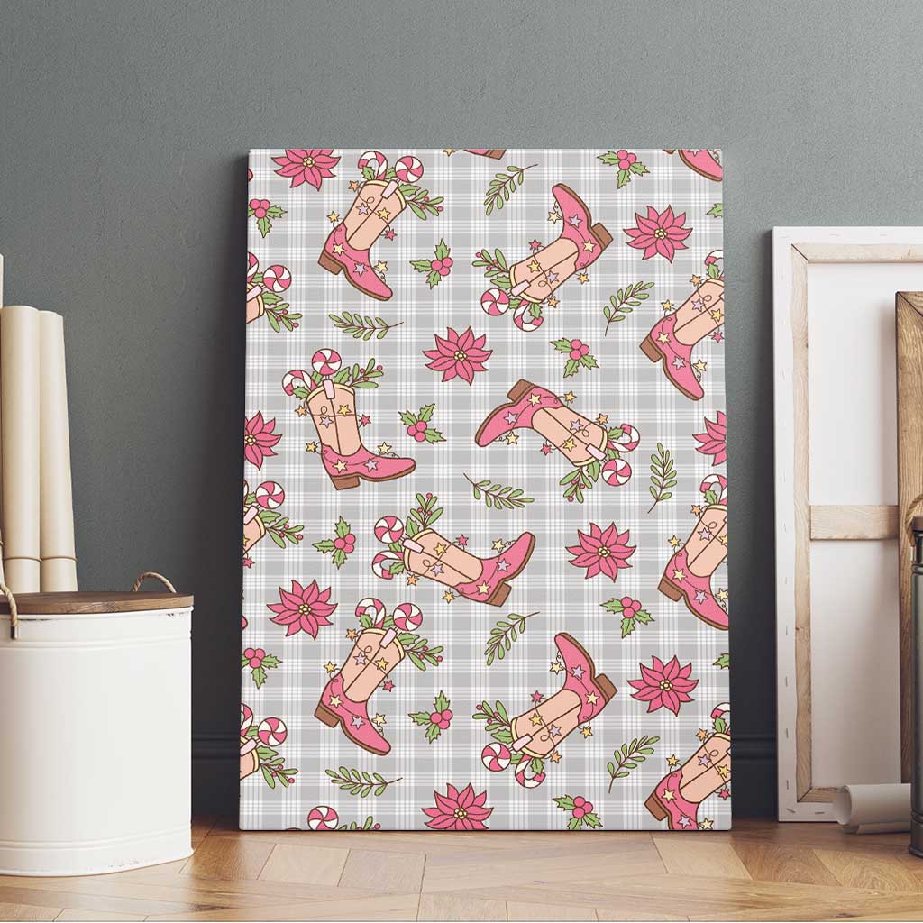 Gray Paniolo Palaka Hawaiian Cowgirl Christmas Canvas Wall Art - Polynesian Pride