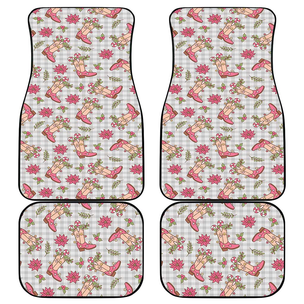 Gray Paniolo Palaka Hawaiian Cowgirl Christmas Car Mats - Polynesian Pride