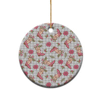 Gray Paniolo Palaka Hawaiian Cowgirl Christmas Ceramic Ornament - Polynesian Pride