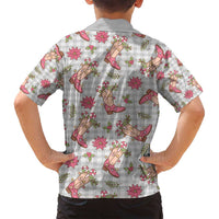 Gray Paniolo Palaka Hawaiian Cowgirl Christmas Family Matching Puletasi and Hawaiian Shirt - Polynesian Pride