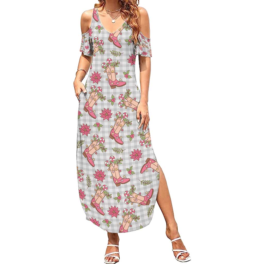Gray Paniolo Palaka Hawaiian Cowgirl Christmas Family Matching Summer Maxi Dress and Hawaiian Shirt - Polynesian Pride