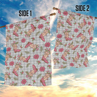 Gray Paniolo Palaka Hawaiian Cowgirl Christmas Garden Flag - Polynesian Pride