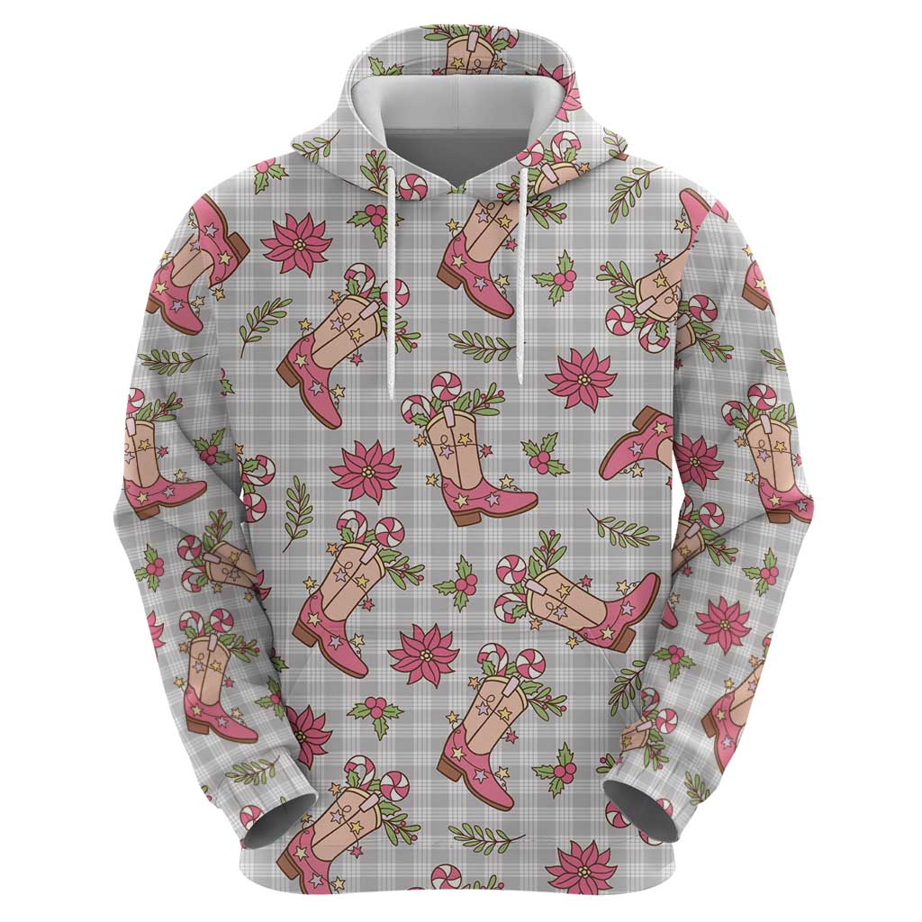 Gray Paniolo Palaka Hawaiian Cowgirl Christmas Hoodie - Polynesian Pride