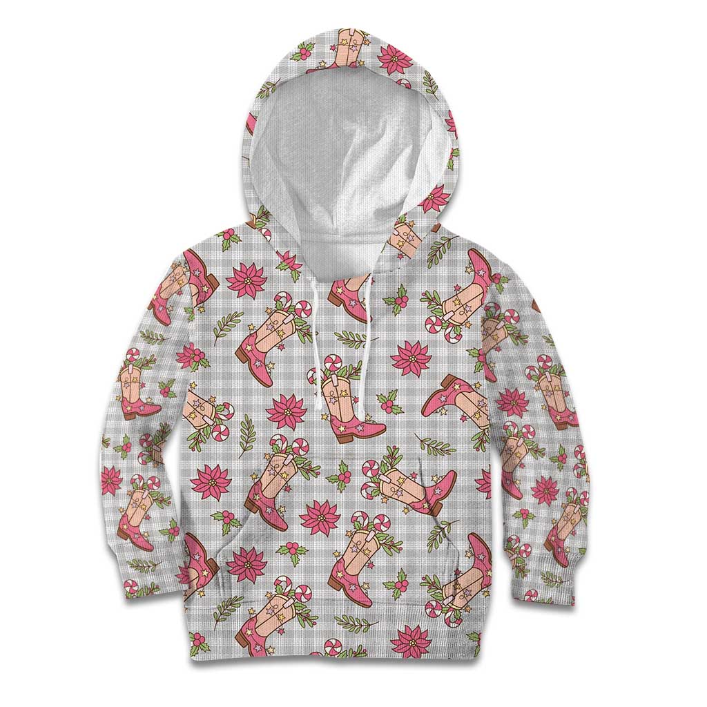 Gray Paniolo Palaka Hawaiian Cowgirl Christmas Kid Hoodie - Polynesian Pride