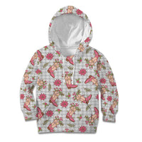 Gray Paniolo Palaka Hawaiian Cowgirl Christmas Kid Hoodie - Polynesian Pride