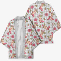 Gray Paniolo Palaka Hawaiian Cowgirl Christmas Kimono - Polynesian Pride