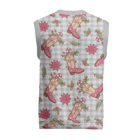 Gray Paniolo Palaka Hawaiian Cowgirl Christmas Knitted V-Neck Vest - Polynesian Pride