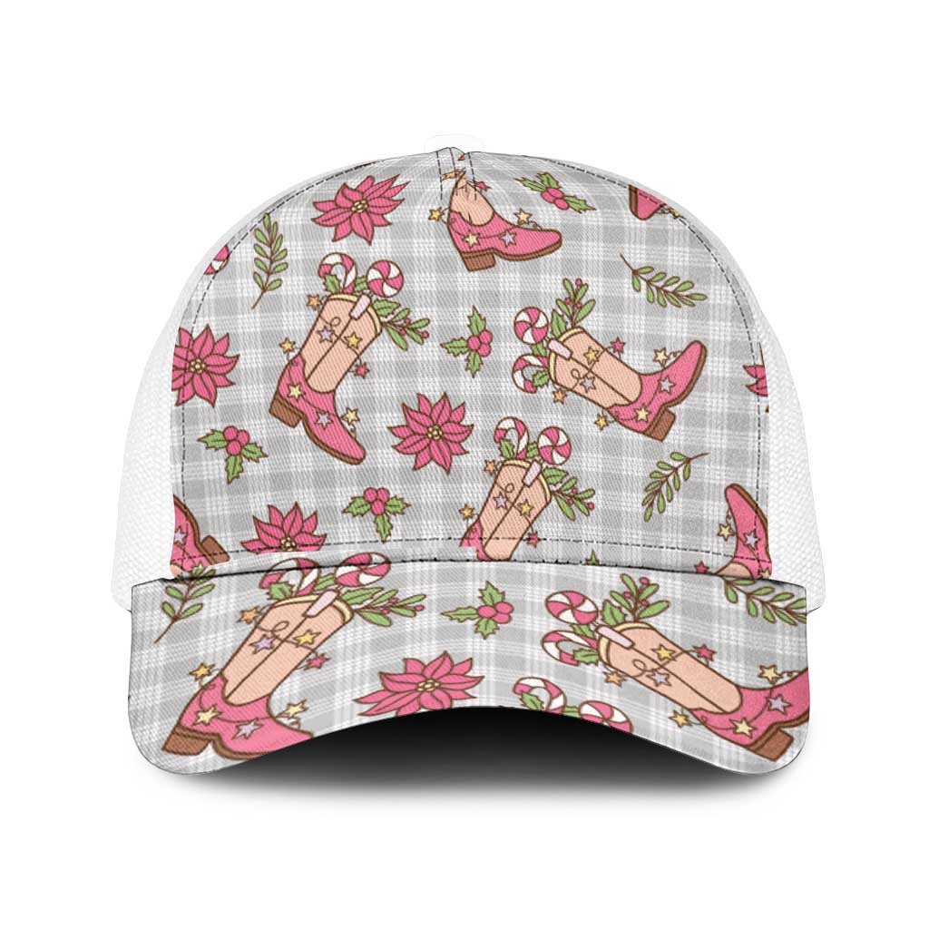 Gray Paniolo Palaka Hawaiian Cowgirl Christmas Mesh Trucker Cap - Polynesian Pride