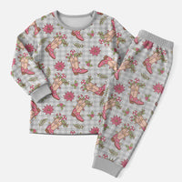 Gray Paniolo Palaka Hawaiian Cowgirl Christmas Pajama Set - Polynesian Pride