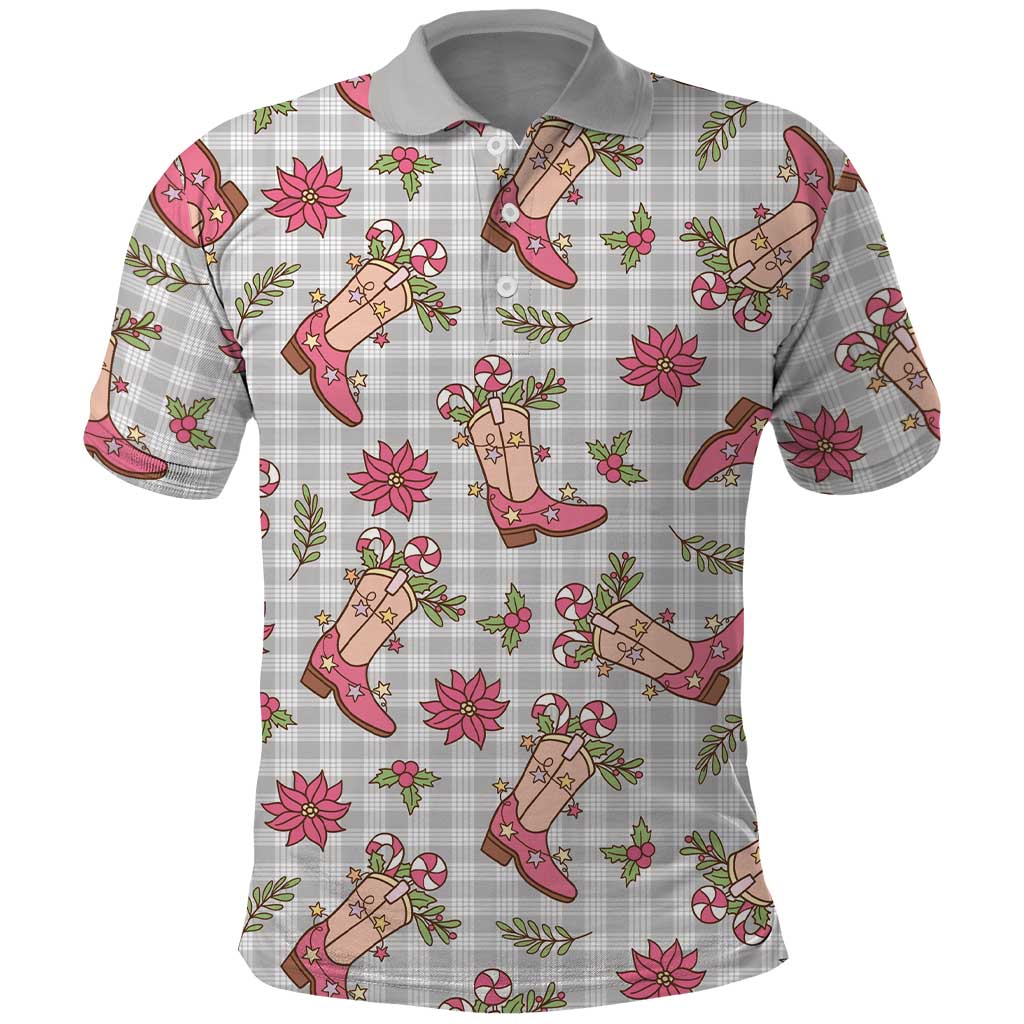 Gray Paniolo Palaka Hawaiian Cowgirl Christmas Polo Shirt - Polynesian Pride