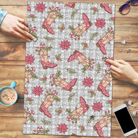 Gray Paniolo Palaka Hawaiian Cowgirl Christmas Puzzle - Polynesian Pride