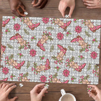 Gray Paniolo Palaka Hawaiian Cowgirl Christmas Puzzle - Polynesian Pride