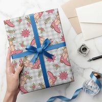 Gray Paniolo Palaka Hawaiian Cowgirl Christmas Wrapping Paper - Polynesian Pride