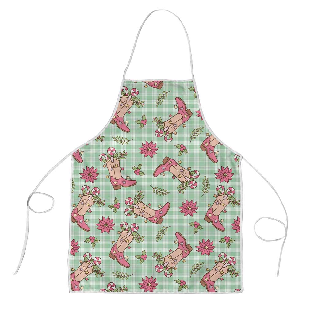 Green Paniolo Palaka Hawaiian Cowgirl Christmas Apron - Polynesian Pride