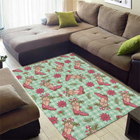 Green Paniolo Palaka Hawaiian Cowgirl Christmas Area Rug - Polynesian Pride