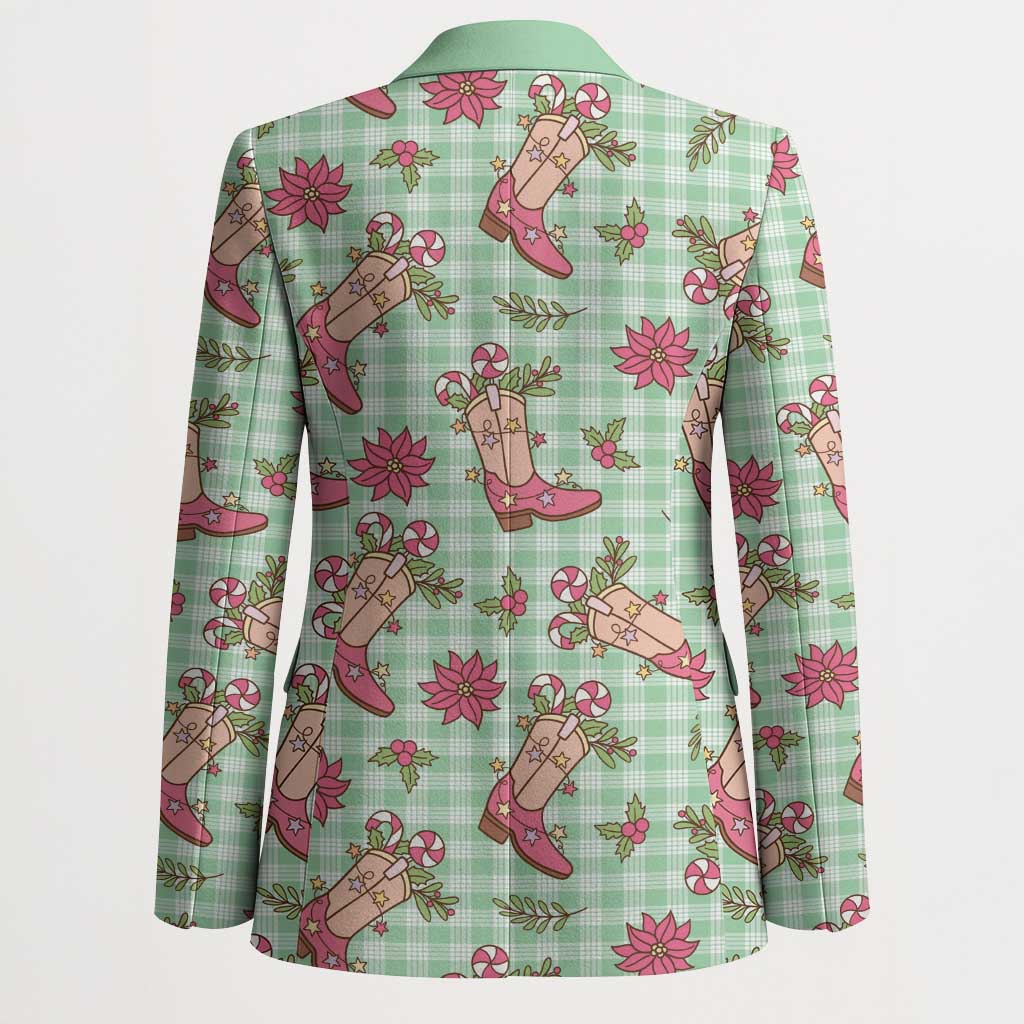 Green Paniolo Palaka Hawaiian Cowgirl Christmas Blazer - Polynesian Pride