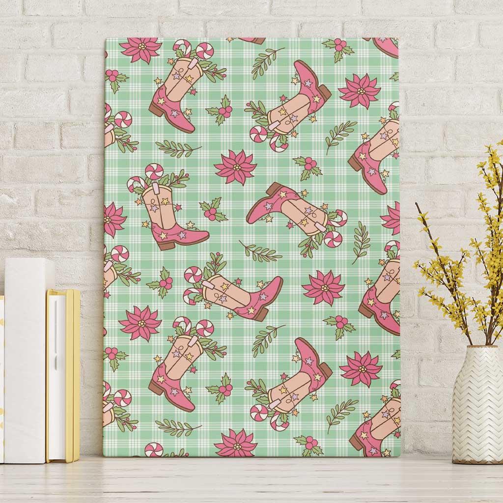 Green Paniolo Palaka Hawaiian Cowgirl Christmas Canvas Wall Art - Polynesian Pride