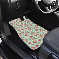 Green Paniolo Palaka Hawaiian Cowgirl Christmas Car Mats - Polynesian Pride