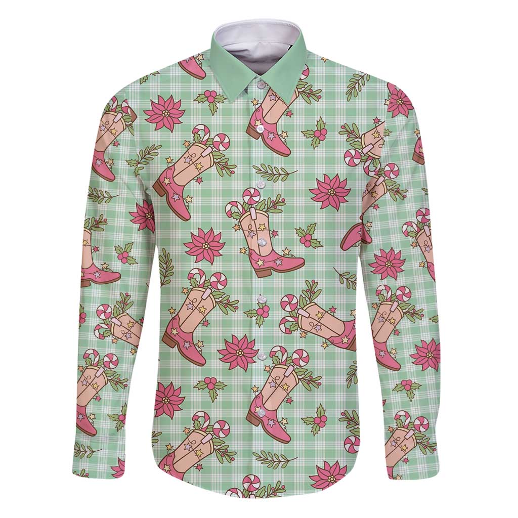 Green Paniolo Palaka Hawaiian Cowgirl Christmas Family Matching Puletasi and Hawaiian Shirt - Polynesian Pride