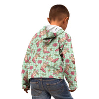 Green Paniolo Palaka Hawaiian Cowgirl Christmas Kid Hoodie - Polynesian Pride