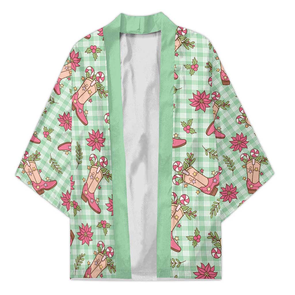 Green Paniolo Palaka Hawaiian Cowgirl Christmas Kimono - Polynesian Pride